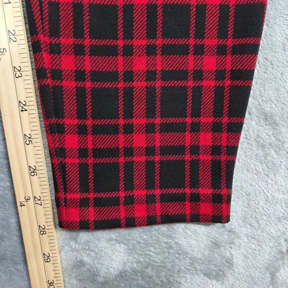 Talbots Pants 14 Red Black Buffalo Plaid Pull On Ankle Stretch Holiday - Picture 8 of 8